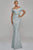Terani Couture - 1921M0727 Off Shoulder V Neck Beaded Belt Sheath Gown Mother of the Bride Dresses 0 / Powder Blue
