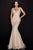 Terani Couture - 2012P1285 Beaded Stripe Motif Mermaid Gown Prom Dresses 00 / Silver Nude