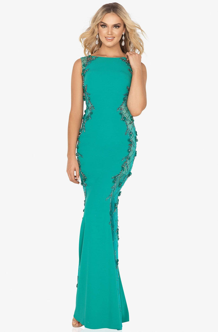 Terani Couture - 2017E2304 Bateau Embellished Sheath Dress Evening Dresses 00 / Emerald