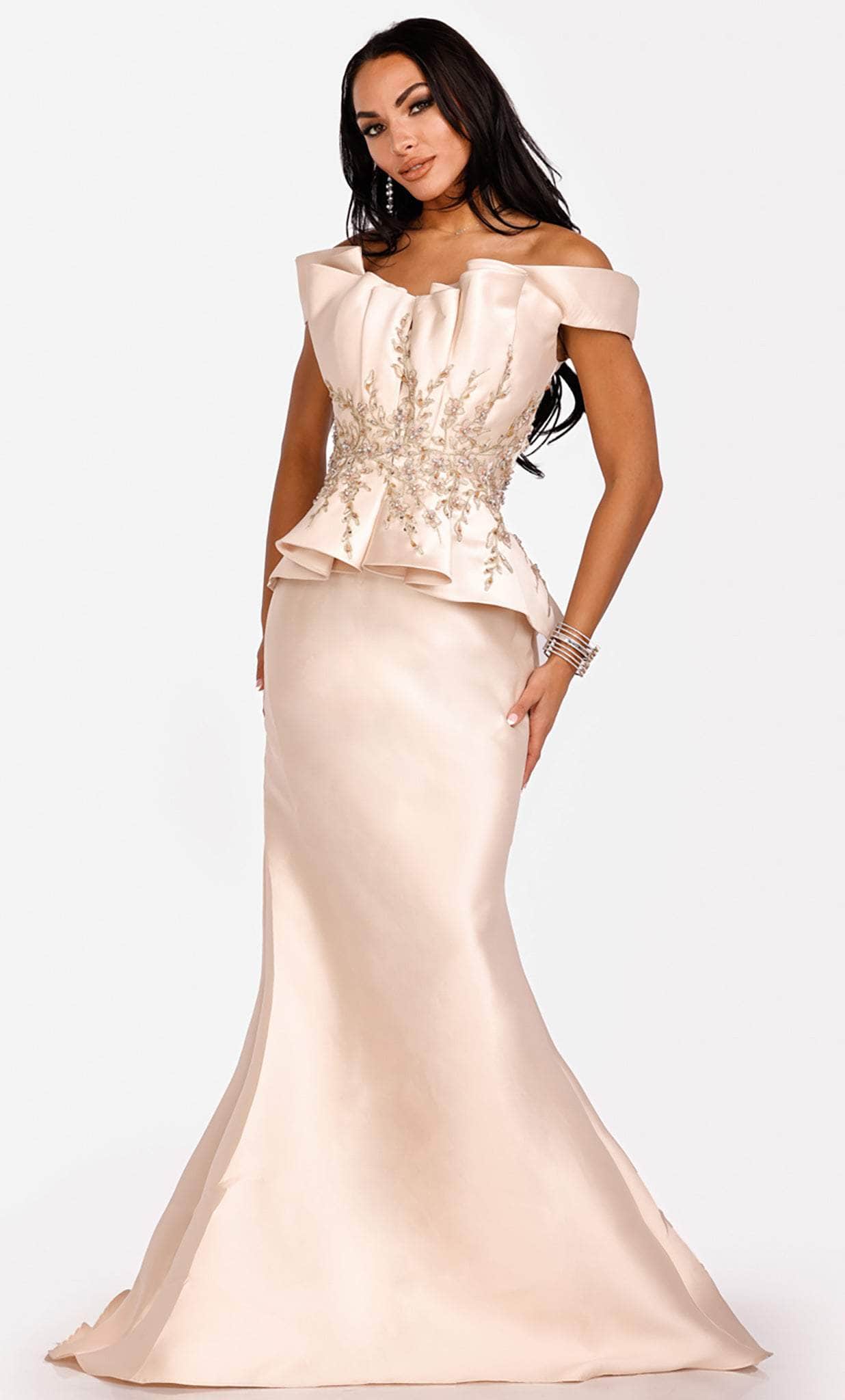 Terani Couture 231E0509 - Beaded Peplum Evening Gown Terani Couture 231E0509 - Beaded Peplum Evening Gown