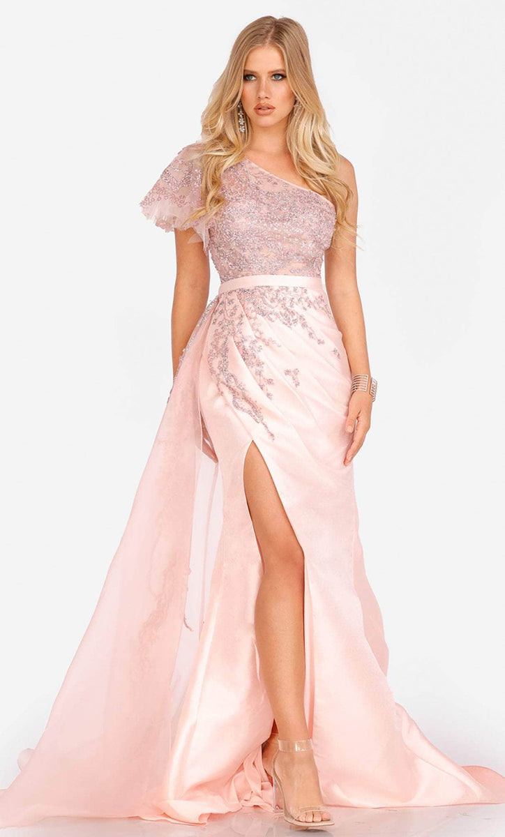 Terani Couture 231E0517 - Ruffled One-Sleeve Asymmetrical Prom Gown ...