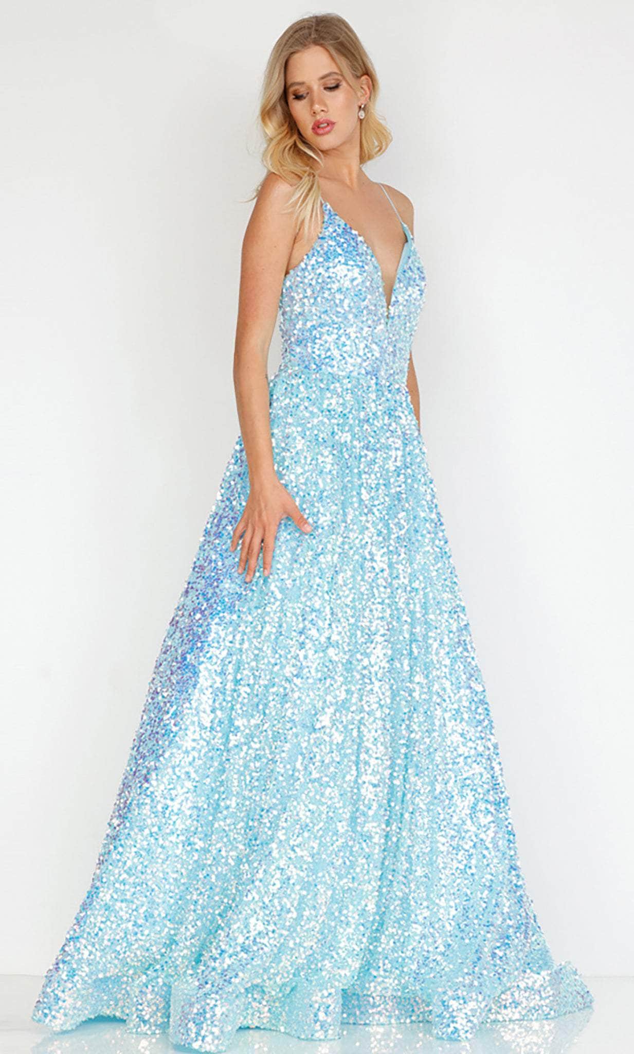Terani Couture 231P0084 - Long Tulle A-line Dress - Sleeveless, Sequin, Thin Straps, Train, Back Zipper Closure Couture Candy Terani Couture 231P0084 - Long Tulle A-line Dress - Sleeveless, Sequin, Thin Straps, Train, Back Zipper Closure Couture Candy
