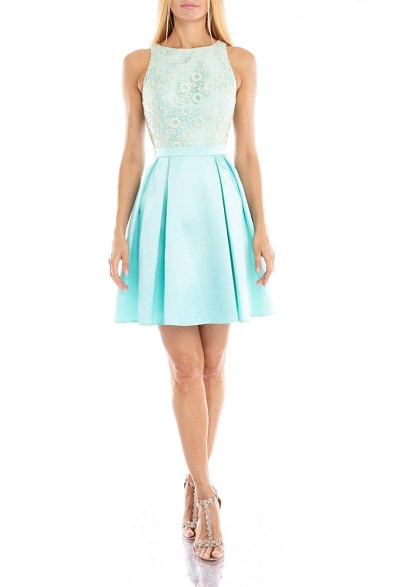 aqua pleated cutout a line dress SOLERSUN One-Shoulder Gradient Pleated Cutout Dress With High Side Slit For Vacation Parties Beach Vacation Aqua Blue Summer Tropical