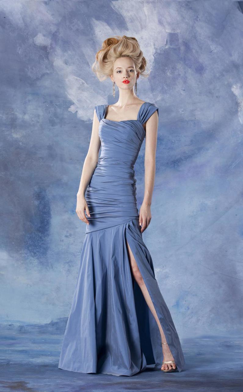Theia - 881685 Asymmetrical Ruched Mermaid Taffeta Gown Theia - 881685 Asymmetrical Ruched Mermaid Taffeta Gown