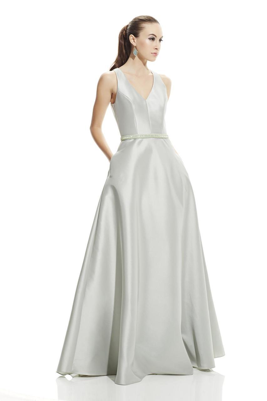 theia v neck satin dress $645 Theia Women's Blue Alicia V-Neck Satin Cocktail Dress Size 4