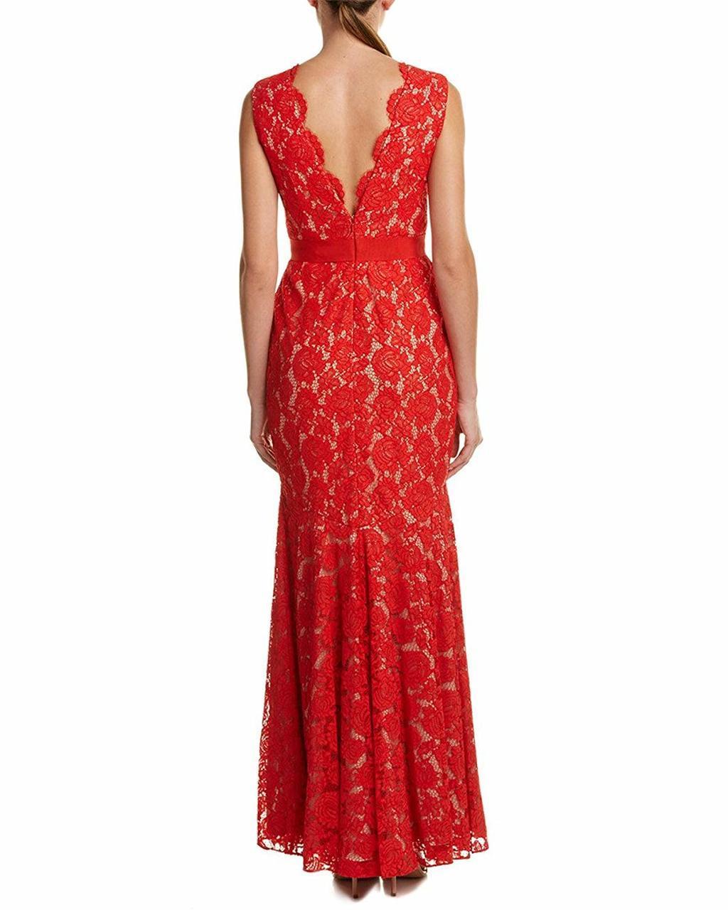 Theia - 883183 Floral Lace Scalloped V-neck Trumpet Dress Theia - 883183 Floral Lace Scalloped V-neck Trumpet Dress