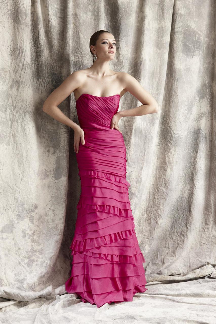 Theia - Layered and Ruffled Long Dress 881260 Theia - Layered and Ruffled Long Dress 881260