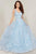 Tiffany Designs - 16346 Floral Embroidered V-neck A-line Dress Special Occasion Dress 0 / Sky