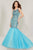 Tiffany Designs - 16370 Beaded Cutout Back Glitter Mermaid Gown Special Occasion Dress 0 / Sky/Nude