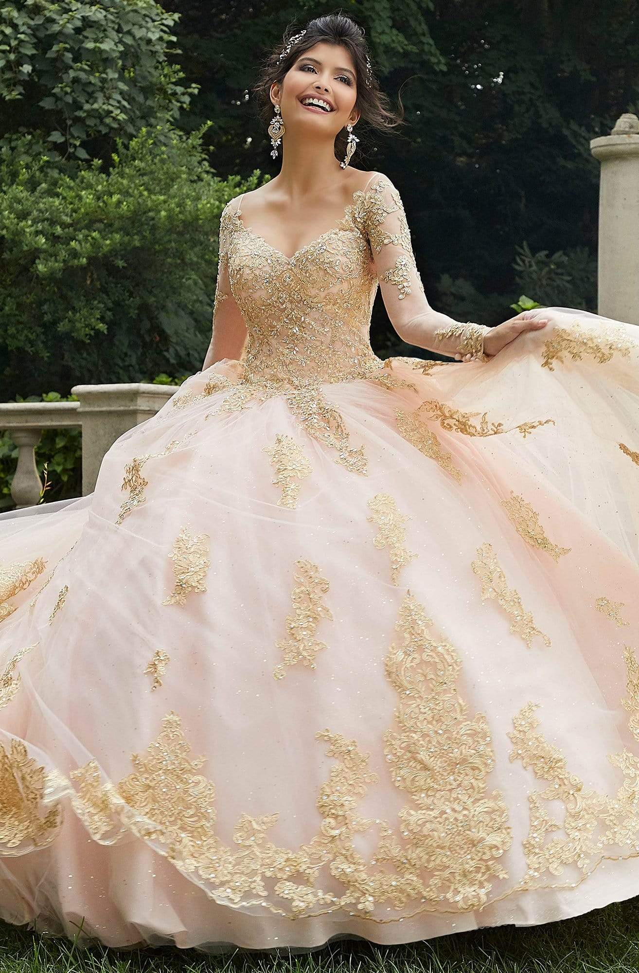 Vizcaya by Mori Lee - 89272 Metallic Lace Long Sleeves Ballgown Couture Candy Vizcaya by Mori Lee - 89272 Metallic Lace Long Sleeves Ballgown Couture Candy