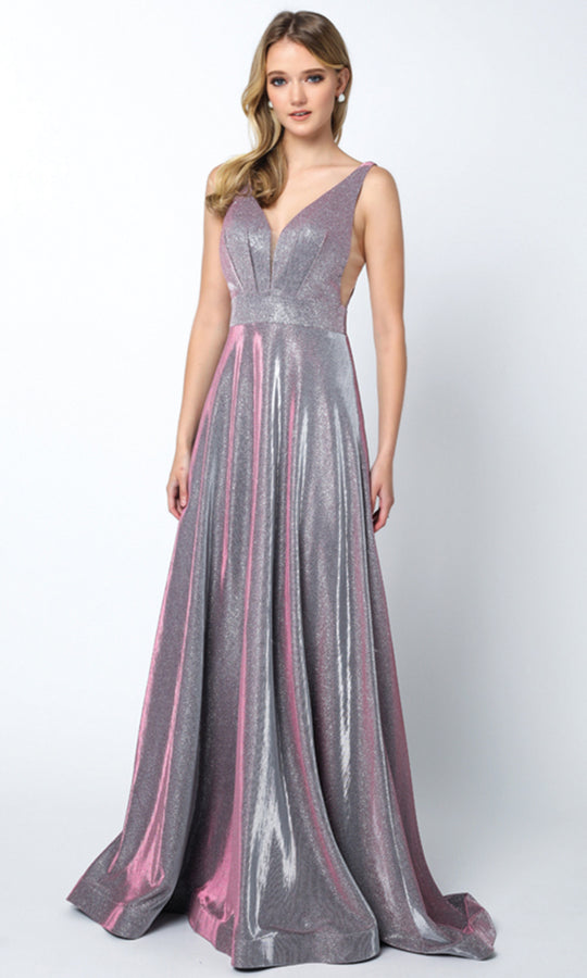 Juliet Dresses 208 - Strappy Cutout Back Glitter Gown