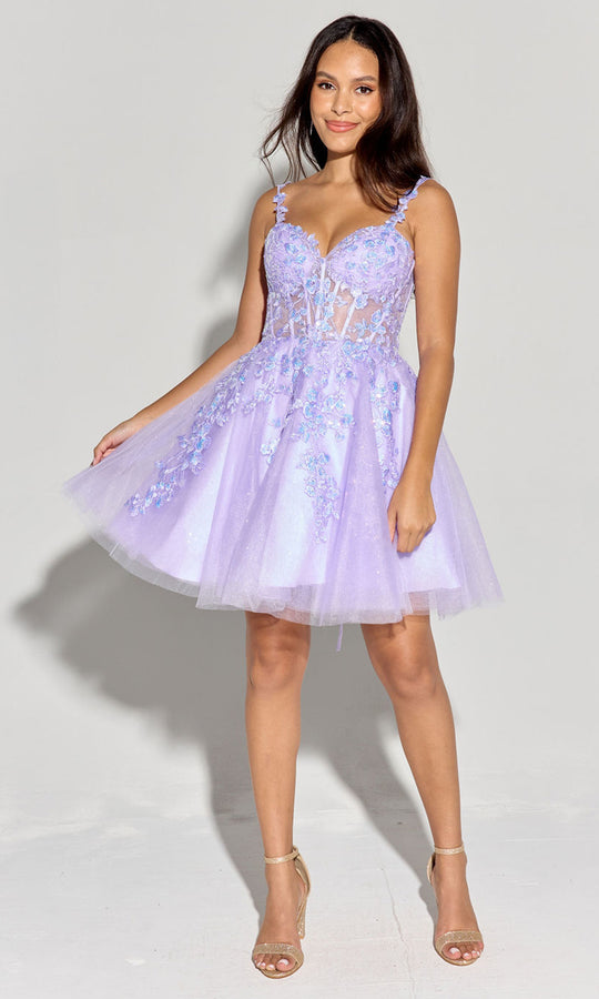 Eureka Fashion EK152 - Iridescent Sequin Sweetheart Party Dress