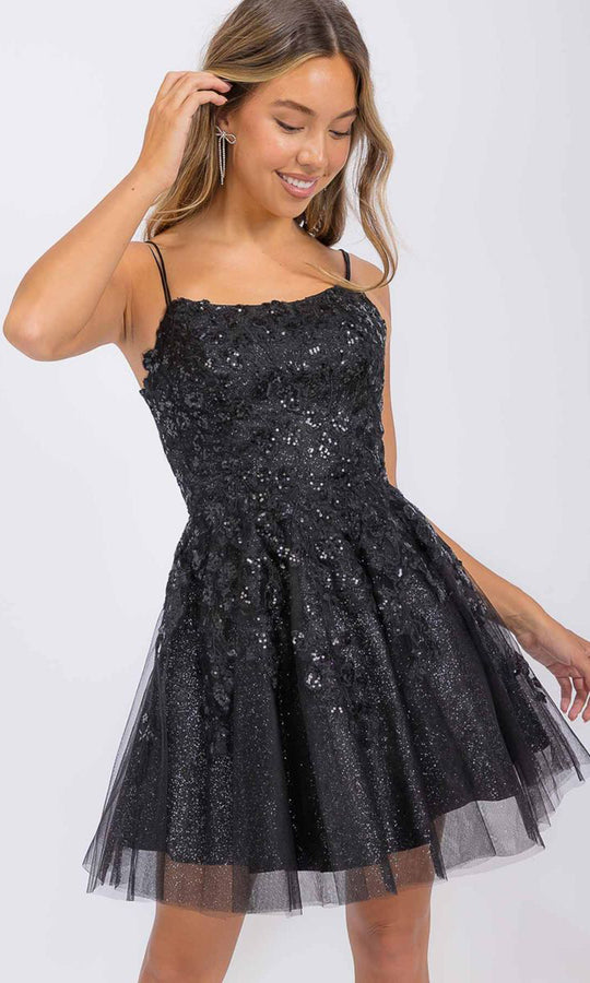 Eureka Fashion EK127 - Floral Applique Sleeveless Short Party Dress