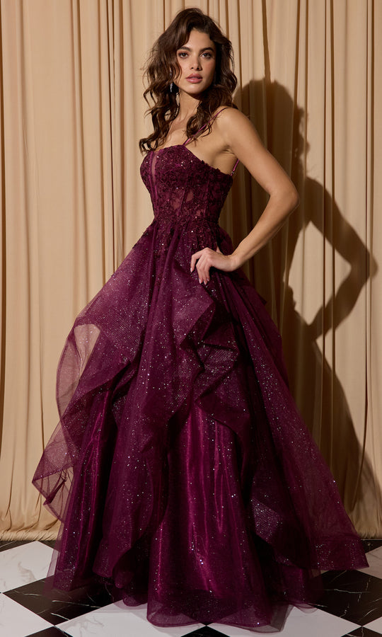 Eureka Fashion EK157 - Double Strap Tulle Ruffled Ballgown