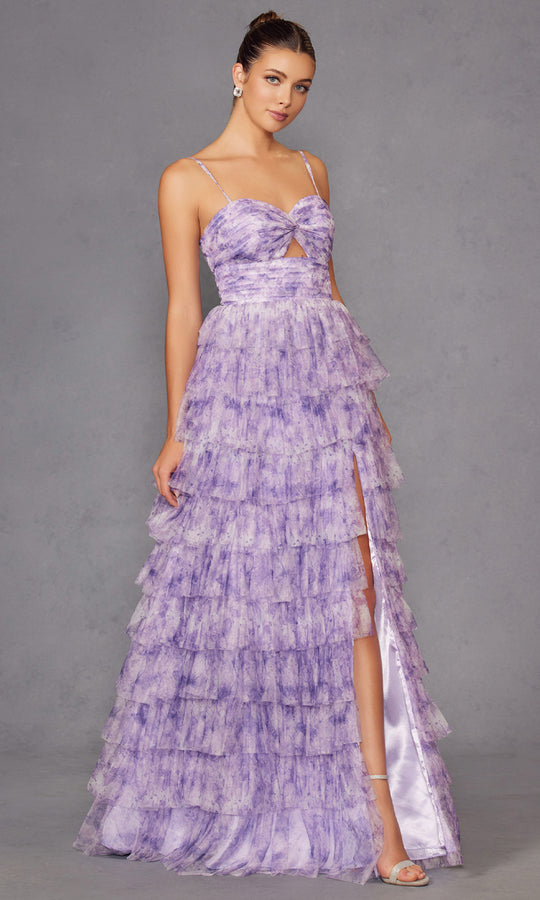 Juliet Dresses JT2508A - Tiered Ruffle Slit Evening Gown