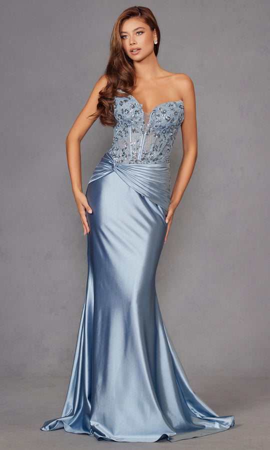 Juliet Dresses JT2534K - Twist Pleated Waist Strapless Gown