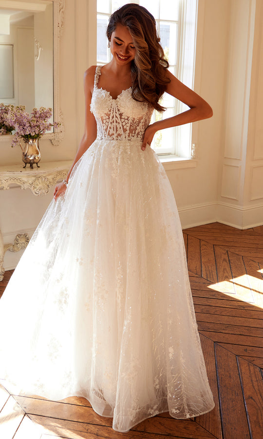 Juliet Dresses JT2495AW - 3D Floral Illusion Corset Ballgown