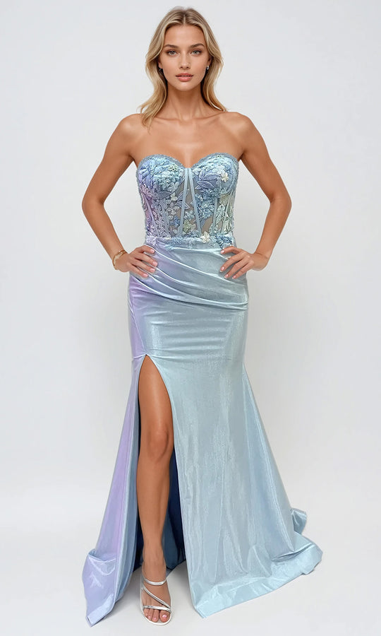 Juliet Dresses JT2496A - Strapless Floral Corset Gown