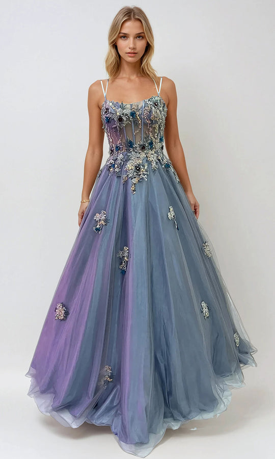 Juliet Dresses JT2565U - Floral Embroidered Corset A-line Gown