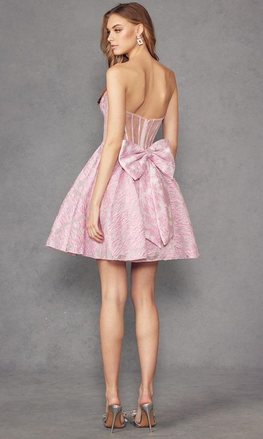 Juliet Dresses JT982S - Textured Scoop Neck Illusion Corset Dress