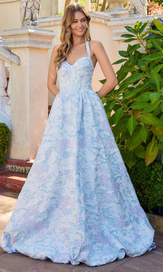 Juliet Dresses JT2742A - Floral Corset Halter A Line Dress