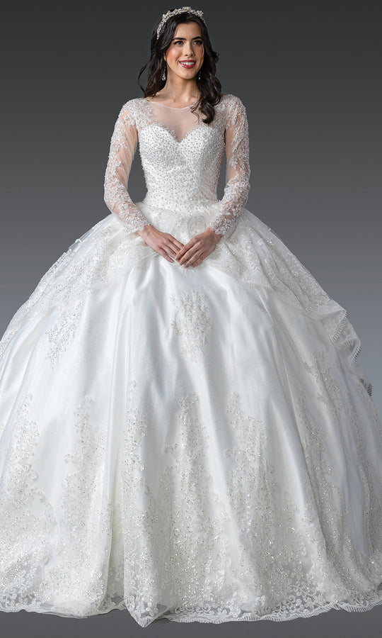 Dancing Queen Bridal 0276 - Illusion Long Sleeve Beaded Ballgown