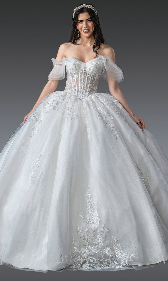 Dancing Queen Bridal 0282 - Embroidered Applique Illusion Corset Gown