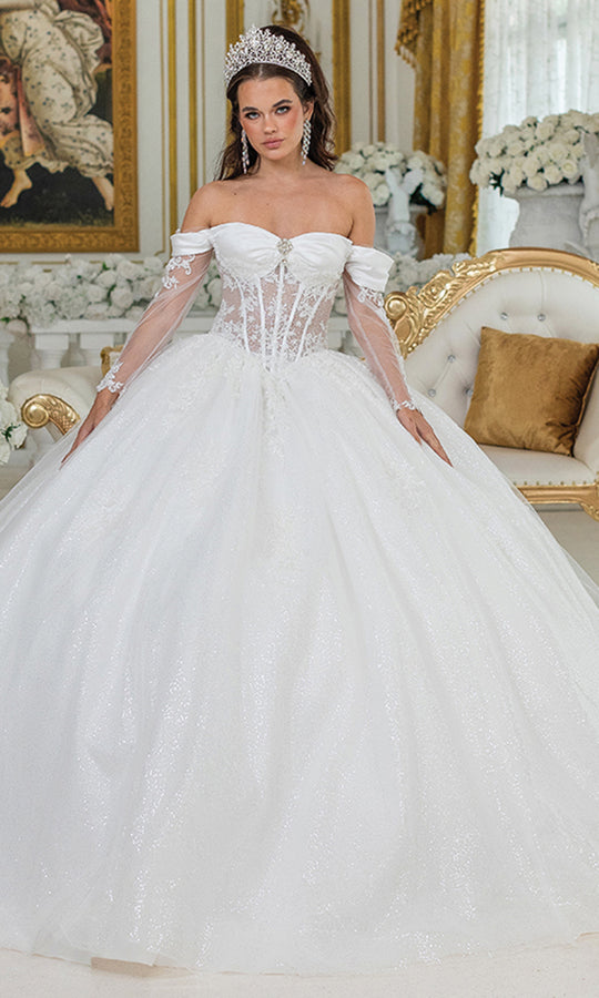Dancing Queen Bridal 0292 - Sweetheart Long Sleeve Layered Ballgown