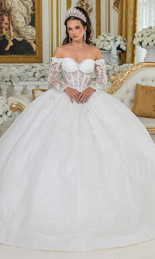 Dancing Queen Bridal 0300 - Off Shoulder Sweetheart Applique Gown