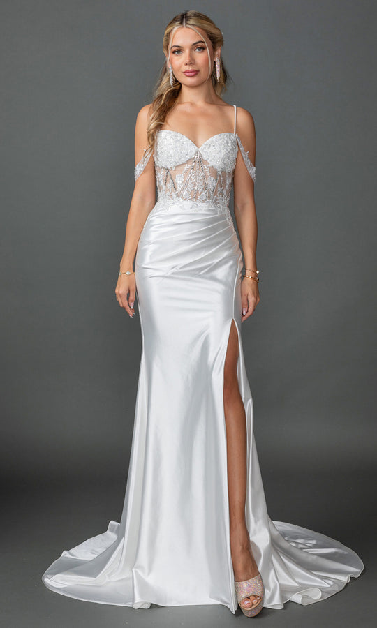 Dancing Queen Bridal 0311 - Cold Shoulder Lace Corset Fitted Gown