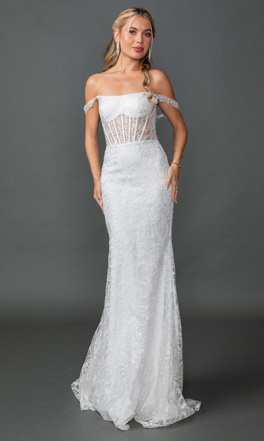 Dancing Queen Bridal 0319 - Lace Embroidered Fitted Long Gown