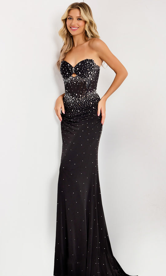 Jovani 48372 - Rhinestone Embellished Sheath Prom Gown