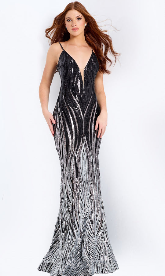 Jovani 49316 - Ombre Sequin Plunge Prom Gown