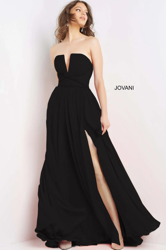 Jovani - 05971 Strapless Pleated Chiffon Gown