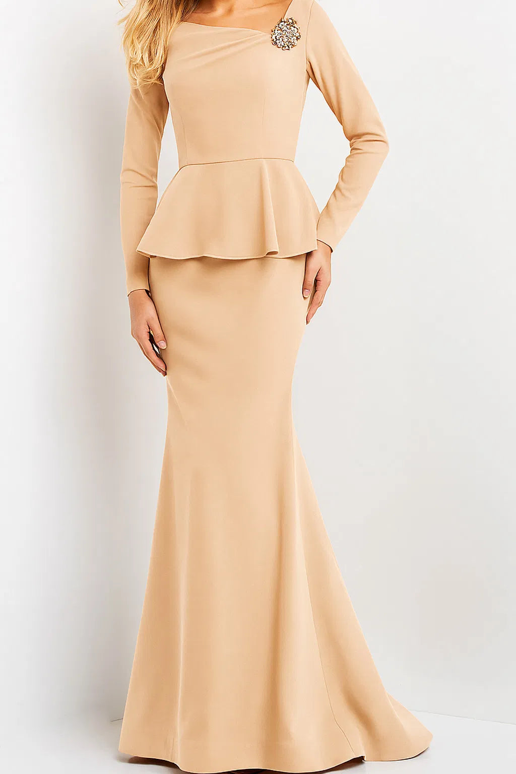 Jovani 07131 - Peplum Long Sleeve Evening Gown Couture Candy Jovani 07131 - Peplum Long Sleeve Evening Gown Couture Candy