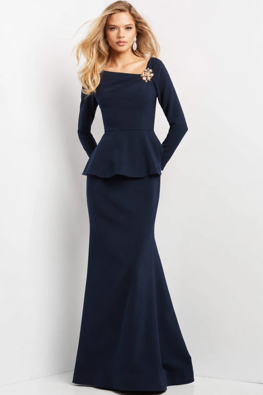 Jovani - Asymmetric Trumpet Formal Gown 07131SC