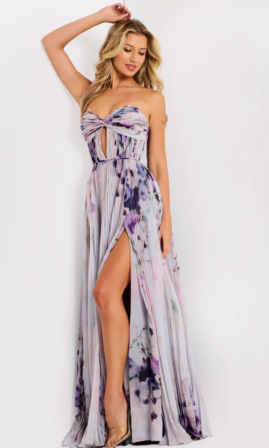 Jovani 42565 - Strapless Floral Print A-Line Prom Gown