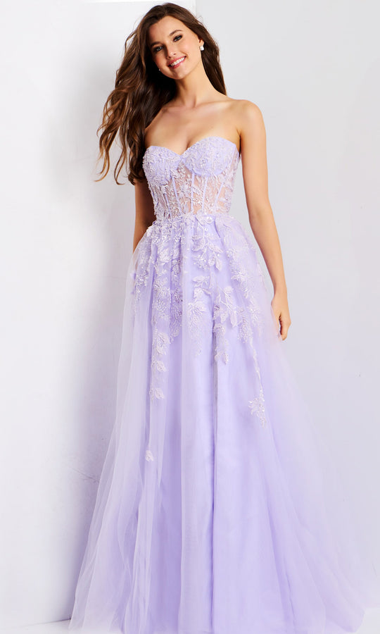 Jovani 49656 - Floral Embroidered Sweetheart Tulle Dress