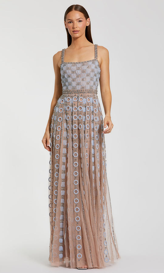 Mac Duggal 10106 - Beaded Geometric Mesh A-line Gown