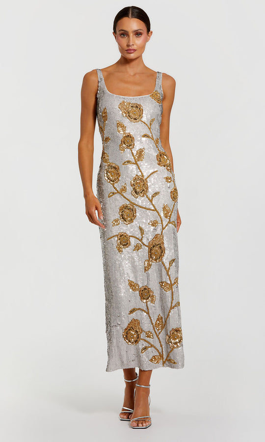 Mac Duggal 10119 - Floral Sequined Column Evening Dress