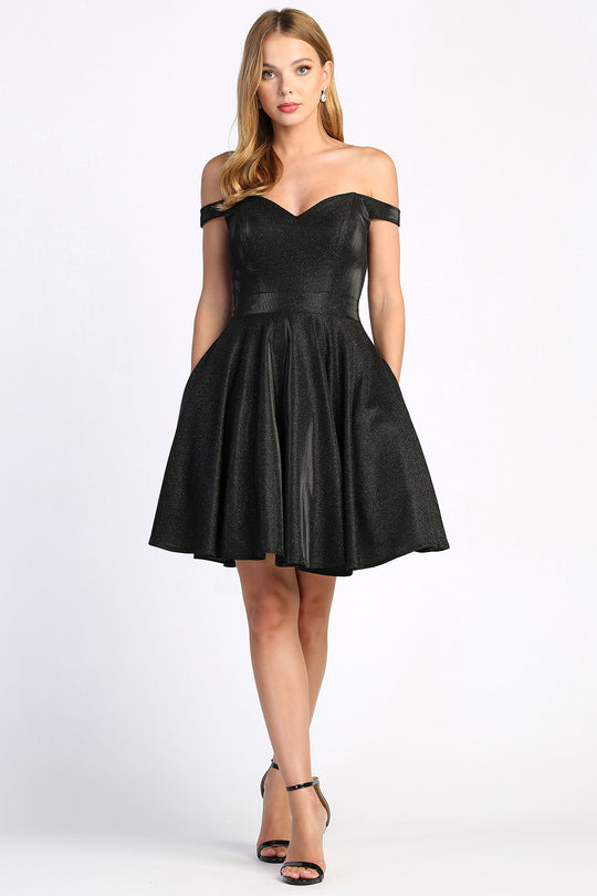 Adora Design 1025 - Off Shoulder Fit and Flare Cocktail Dress