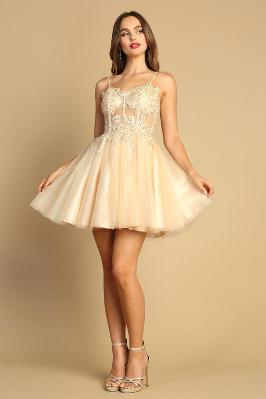 Adora Design 1039 - Embroidered Sleeveless Cocktail Dress