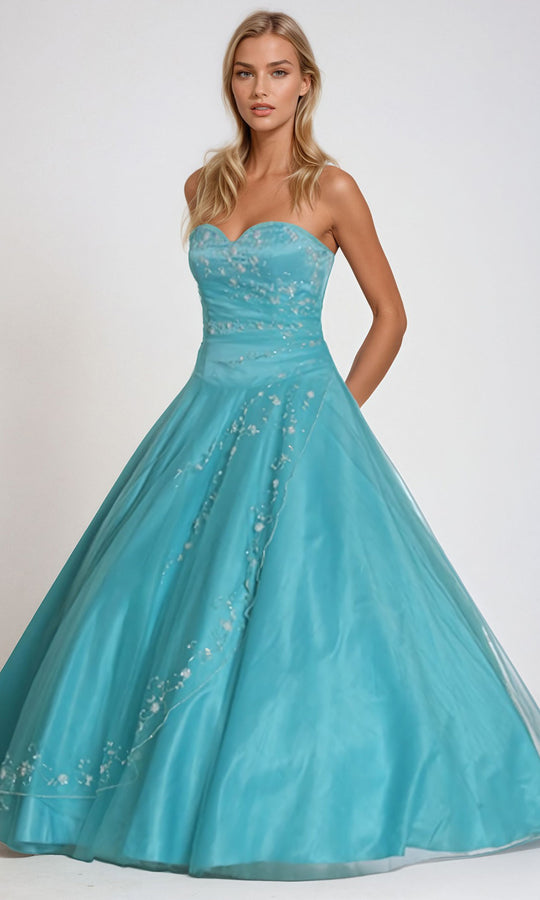 Juliet Dresses 1067 - Strapless Bead Embellished Ballgown