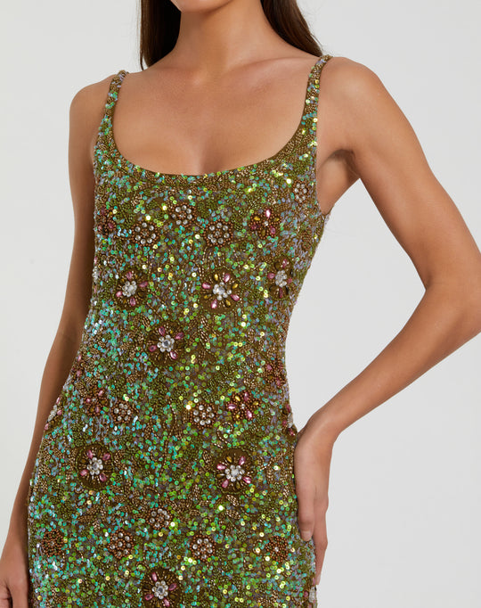 Mac Duggal - 10755 Embellished Scoop Neck Sheath Dress