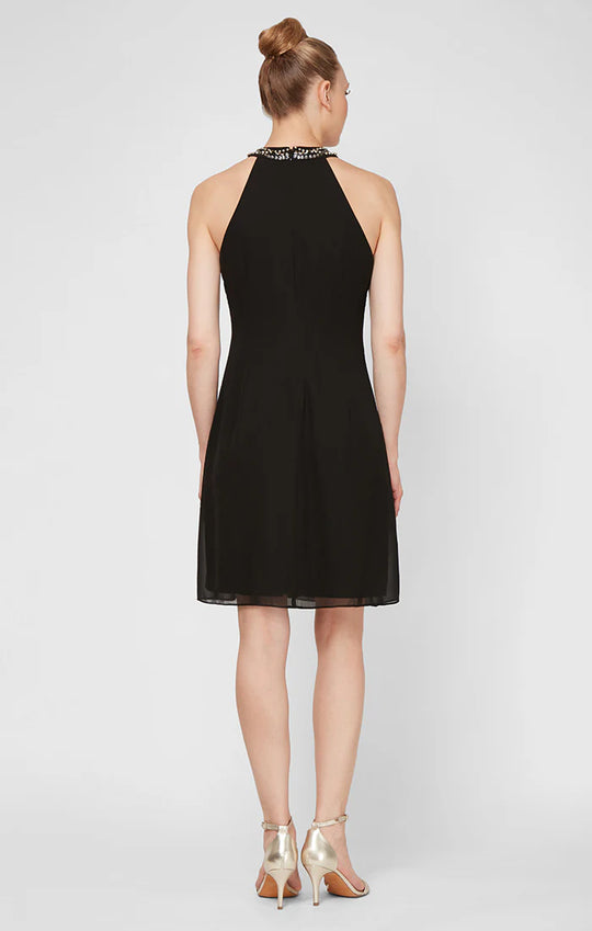 S.L. Fashions 111105 - Jeweled Mock Neck Dress