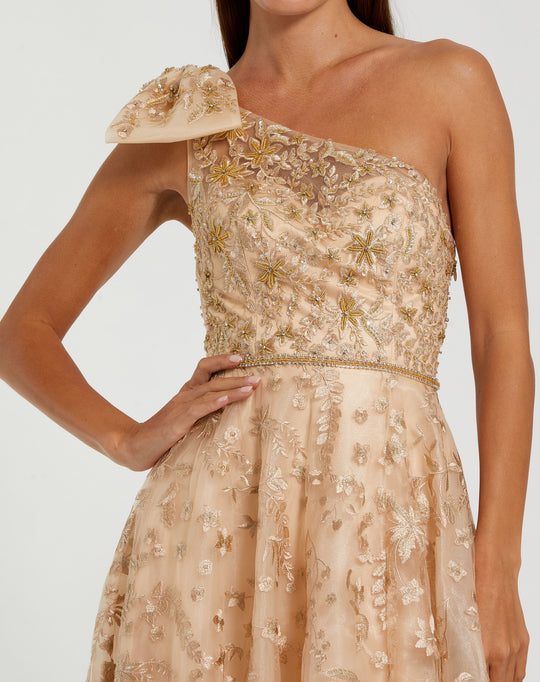 Mac Duggal 11177 - Asymmetrical Bow Accented Evening Dress