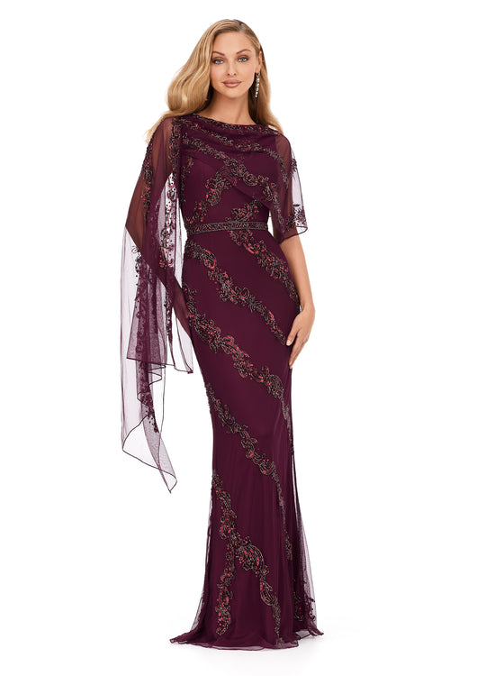 Ashley Lauren 11213 - Asymmetrical Overlay Evening Gown