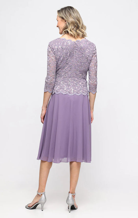 Alex Evenings - 2121796 Lace Scalloped Neck Chiffon A-line Dress