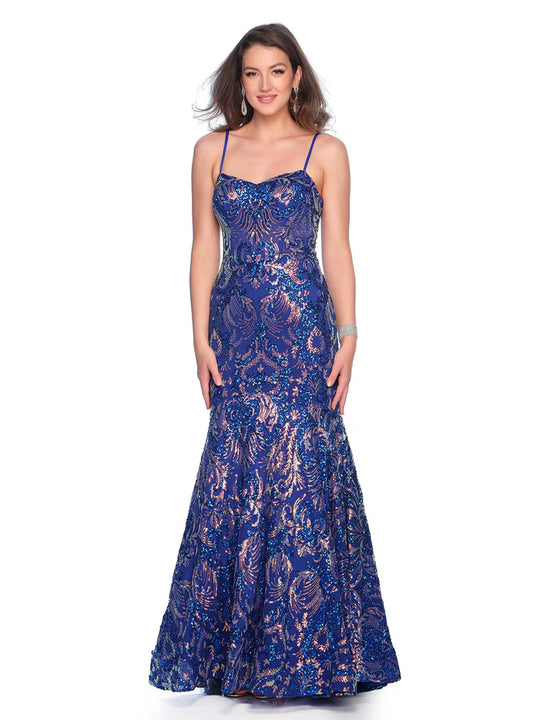 Dave & Johnny 11225 - Sweetheart Embroidered Sequin Prom Gown