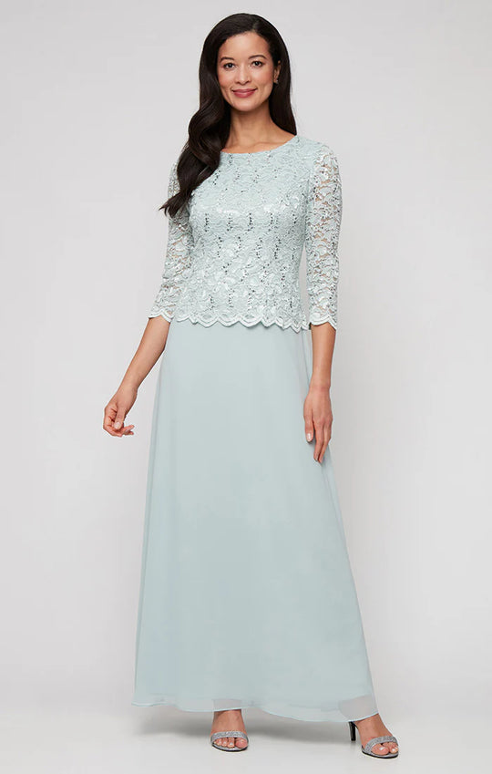 Alex Evenings - 112655 Scallop Lace Mock Dress with Chiffon Skirt